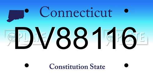 DV88116 Connecticut License Plate