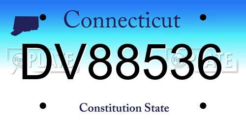 DV88536 Connecticut License Plate