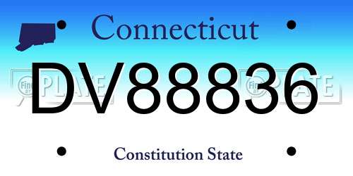 DV88836 Connecticut License Plate