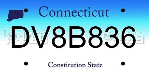DV8B836 Connecticut License Plate