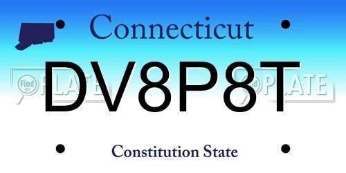 DV8P8T Connecticut License Plate