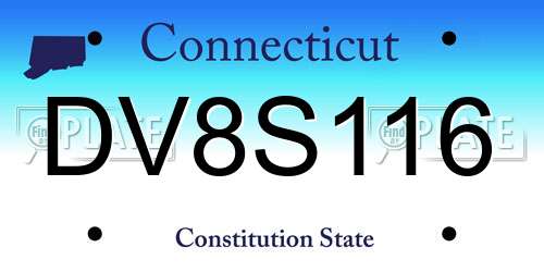 DV8S116 Connecticut License Plate
