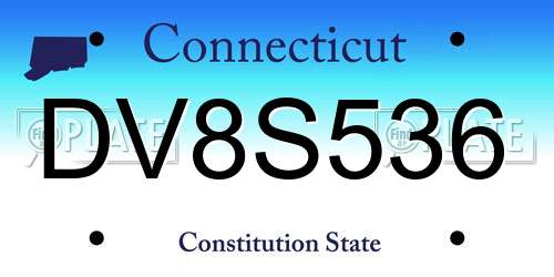 DV8S536 Connecticut License Plate