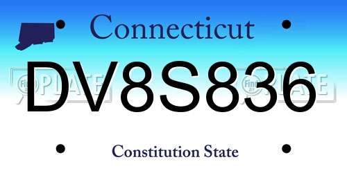 DV8S836 Connecticut License Plate