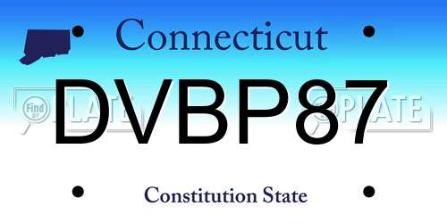 DVBP87 Connecticut License Plate