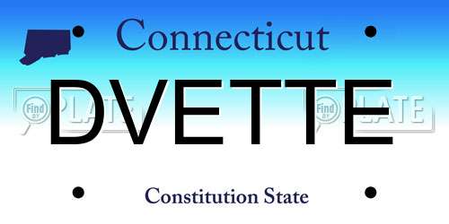 DVETTE Connecticut License Plate