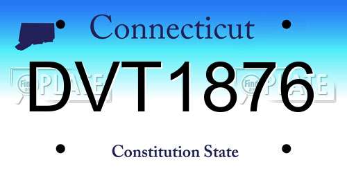 DVT1876 Connecticut License Plate
