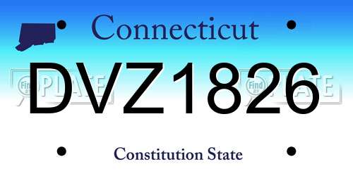 DVZ1826 Connecticut License Plate