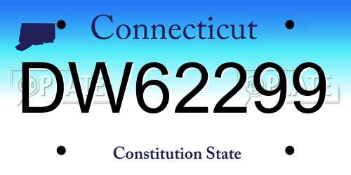 DW62299 Connecticut License Plate