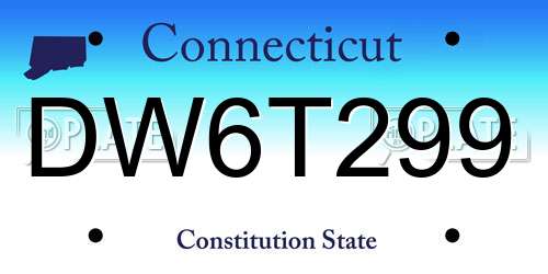 DW6T299 Connecticut License Plate
