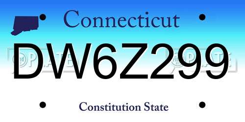 DW6Z299 Connecticut License Plate