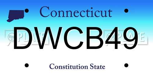 DWCB49 Connecticut License Plate