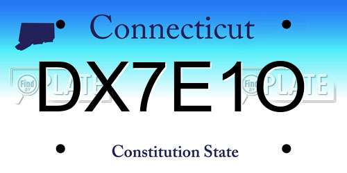 DX7E1O Connecticut License Plate