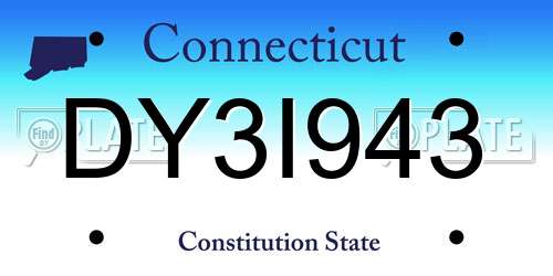DY3I943 Connecticut License Plate