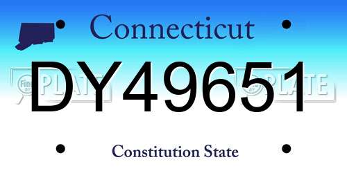 DY49651 Connecticut License Plate