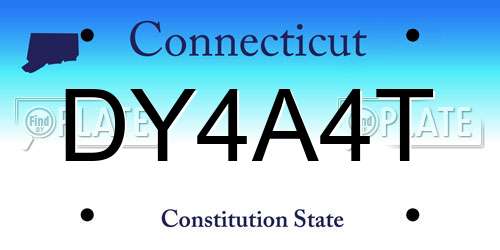 DY4A4T Connecticut License Plate