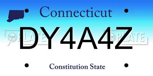 DY4A4Z Connecticut License Plate