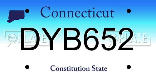 DYB652 Connecticut License Plate
