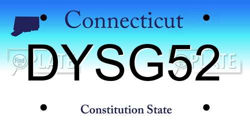 DYSG52 Connecticut License Plate