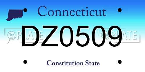 DZ0509 Connecticut License Plate