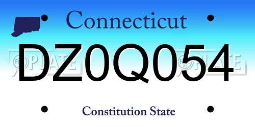 DZ0Q054 Connecticut License Plate