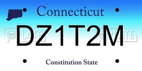 DZ1T2M Connecticut License Plate
