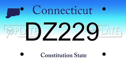 DZ229 Connecticut License Plate