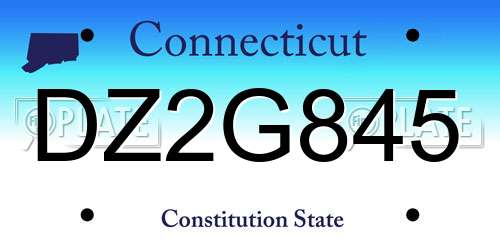 DZ2G845 Connecticut License Plate