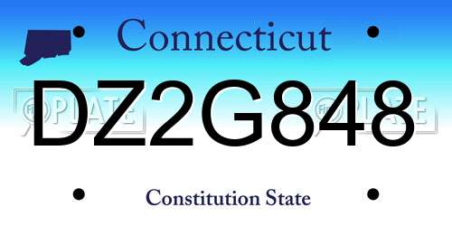 DZ2G848 Connecticut License Plate