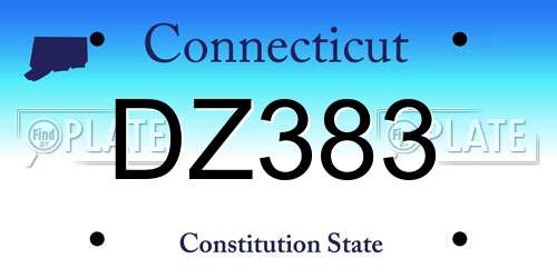 DZ383 Connecticut License Plate