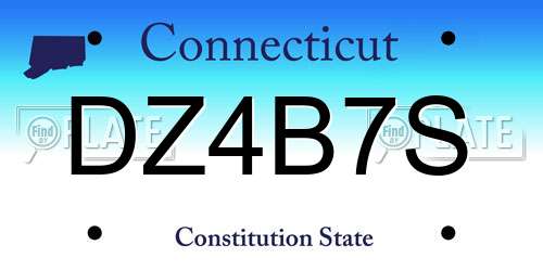DZ4B7S Connecticut License Plate