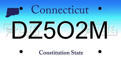 DZ5O2M Connecticut License Plate