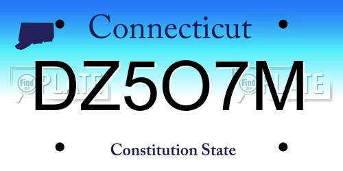 DZ5O7M Connecticut License Plate