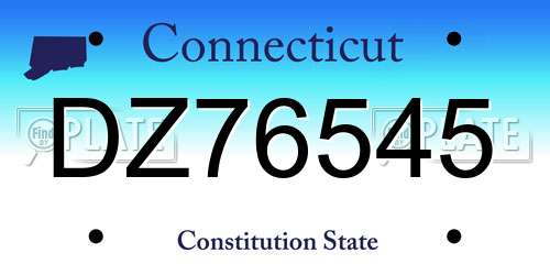 DZ76545 Connecticut License Plate