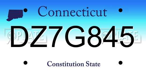 DZ7G845 Connecticut License Plate
