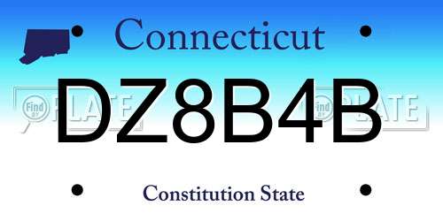 DZ8B4B Connecticut License Plate