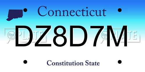 DZ8D7M Connecticut License Plate