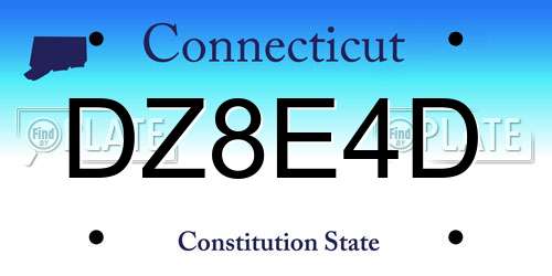 DZ8E4D Connecticut License Plate