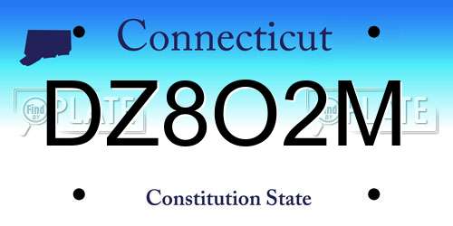 DZ8O2M Connecticut License Plate