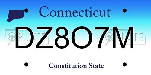 DZ8O7M Connecticut License Plate
