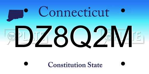 DZ8Q2M Connecticut License Plate