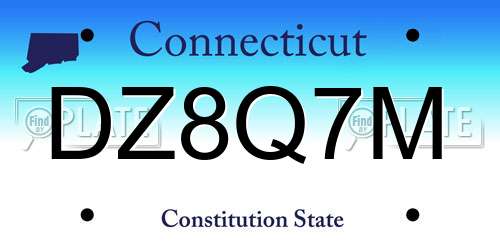 DZ8Q7M Connecticut License Plate