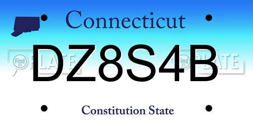 DZ8S4B Connecticut License Plate