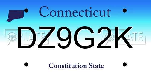 DZ9G2K Connecticut License Plate