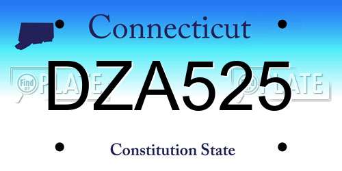 DZA525 Connecticut License Plate