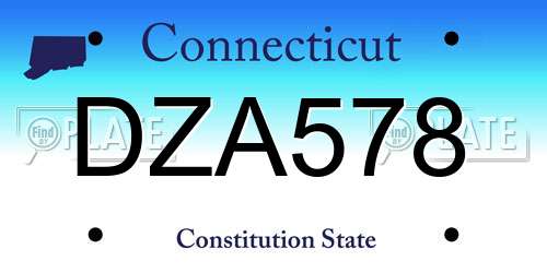 DZA578 Connecticut License Plate