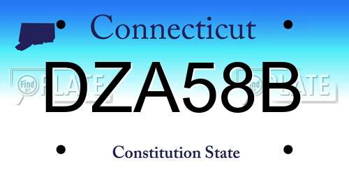 DZA58B Connecticut License Plate