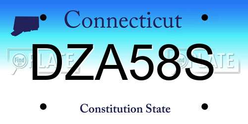 DZA58S Connecticut License Plate