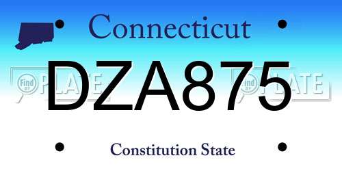 DZA875 Connecticut License Plate