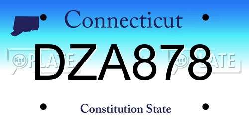DZA878 Connecticut License Plate